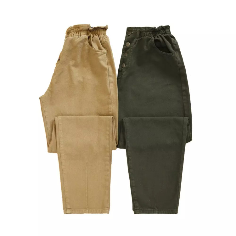 شلوار مام فیت و مام استایل زنانه سبز و نخودی