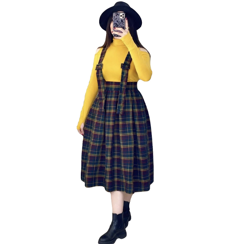 ست دامن چهارخونه با مانتو