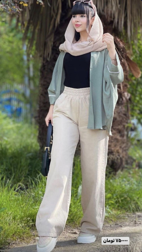 شلوار زنانه لاوین مدل 308 بگ مازراتی رنگ کرم