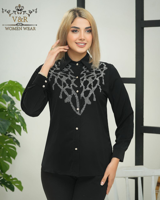 شومیز محرمی نگین دار مشکی