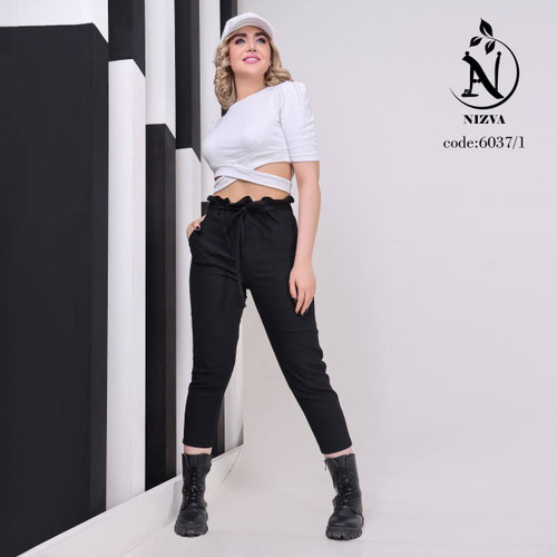 شلوار کتان کش مام کمر