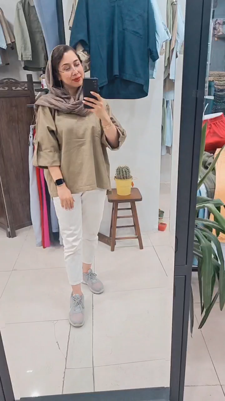 مانتو دانشجویی پاییزه کوتاه یقه مردانه کتان ترگال