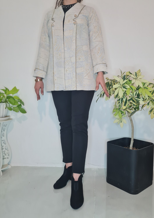 کت ژاکارد یقه گرد