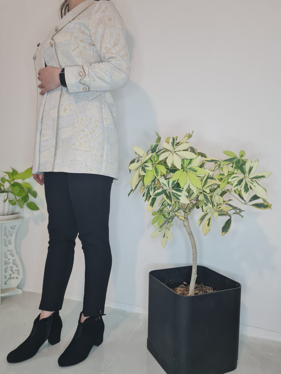 مانتو کتی ژاکارد ترک جیبدار مغزی دوزی شده جلو باز