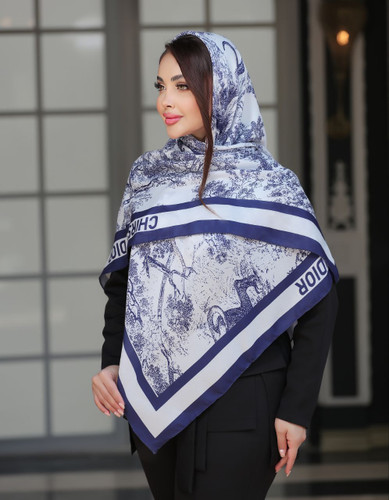 روسری سفید آبی