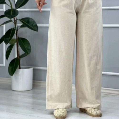 قیمت شلوار بگ لینن کرم