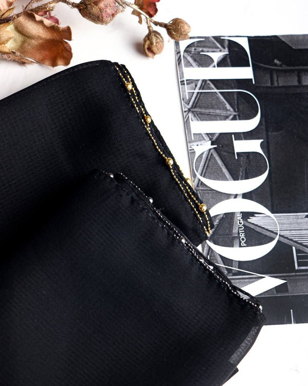 روسری ژاکارد دور نقره ای