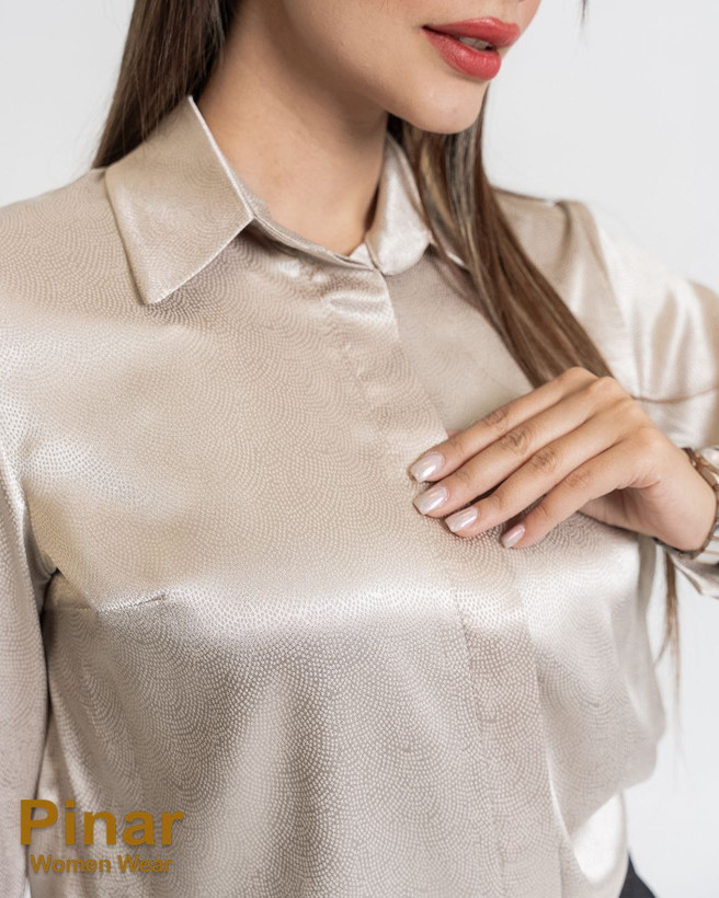 شومیز ساتن طرح برجسته