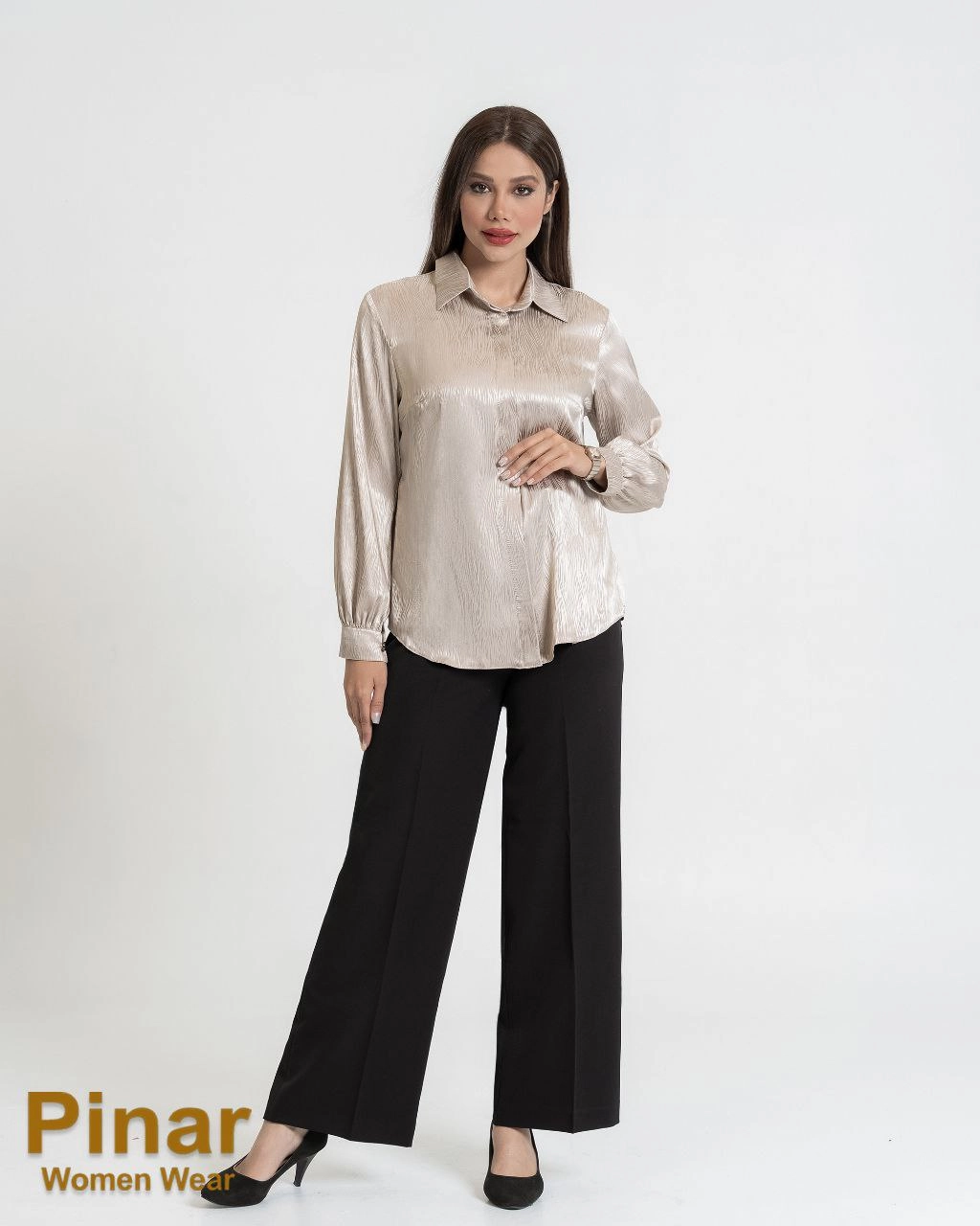 شومیز وارداتی ساتن طرحدار