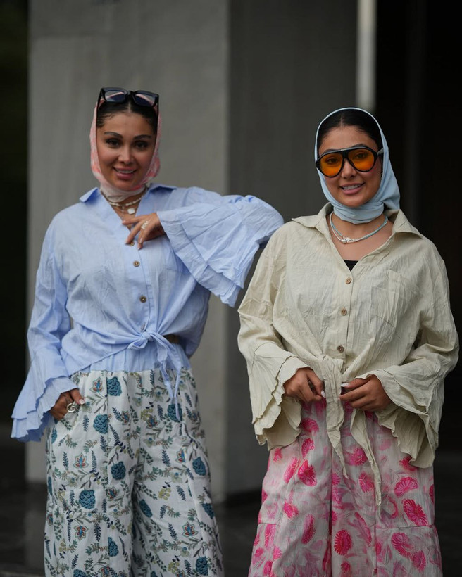 ست شلوار با شومیز جلو گره ای