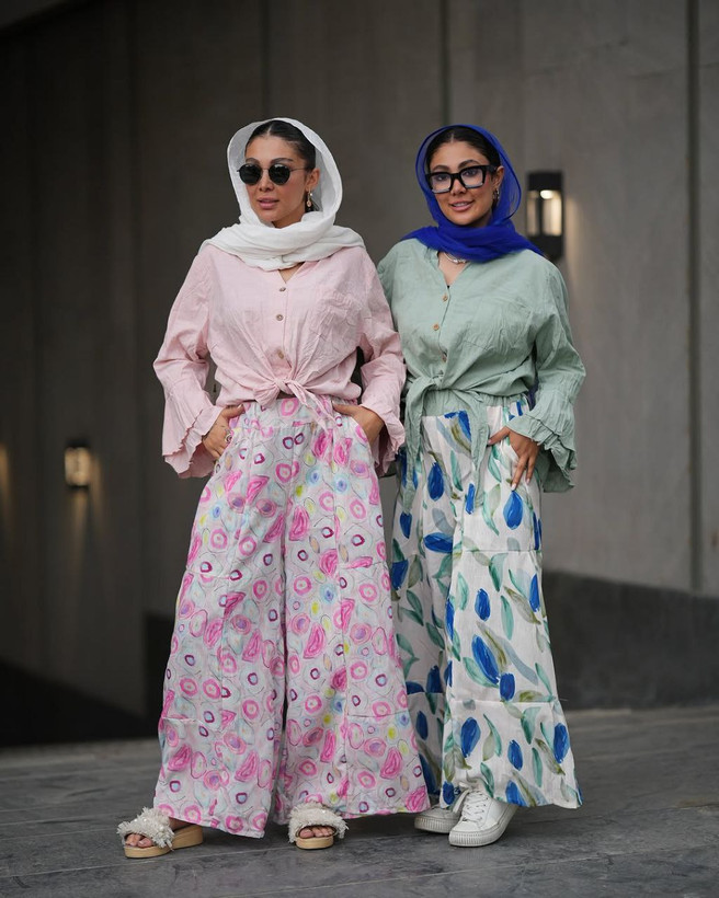 ست مانتو جلو گره ای با شلوار گره ای جنس لینن ایتالیایی