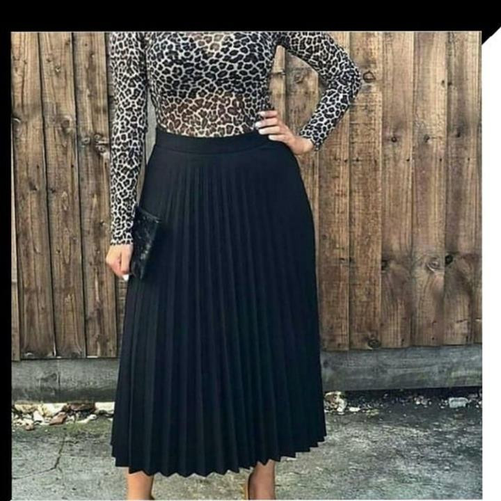 دامن پلیسه مشکی کمرکش فری سایز