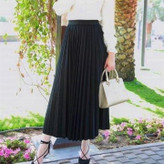 دامن پلیسه بلند مشکی جنس مازراتی