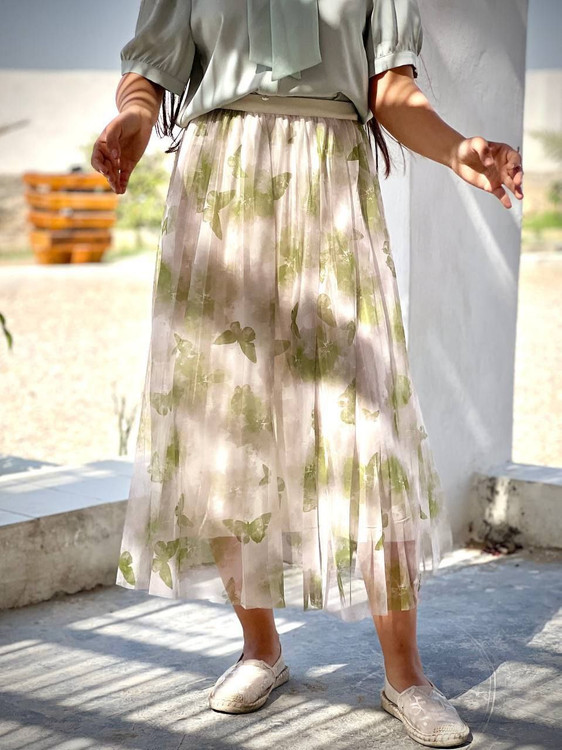 دامن حریر وارداتی با طرح گل