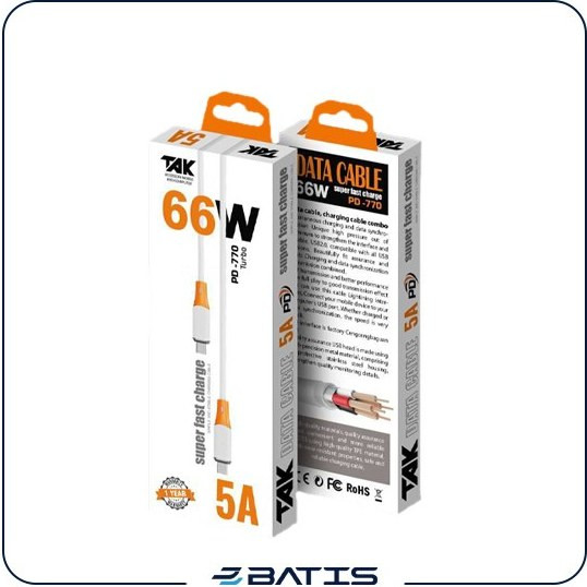 کابل 66 وات Type-C تک مدل PD 770 TURBO طول 1 متر