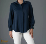 شومیز سورمه ای با ساتن وارداتی