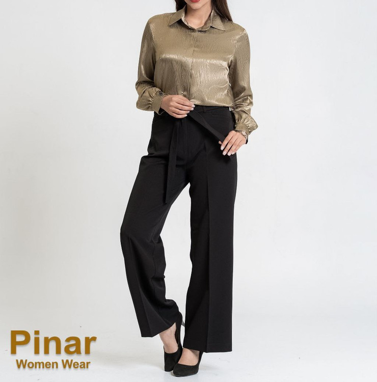 شومیز ساتن سدری موجدار