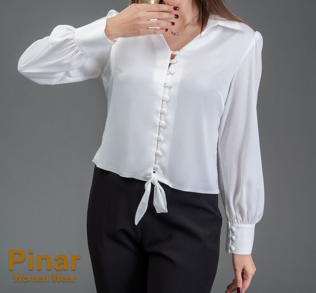شومیز زنانه مدل گره ای دکمه دار