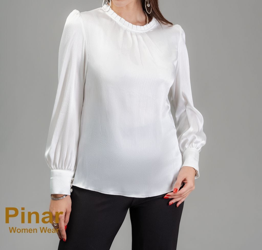 شومیز زنانه جلو بسته یقه چیندار