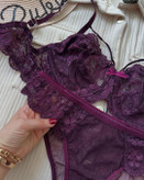 ست شورت و سوتین بنفش گیپور