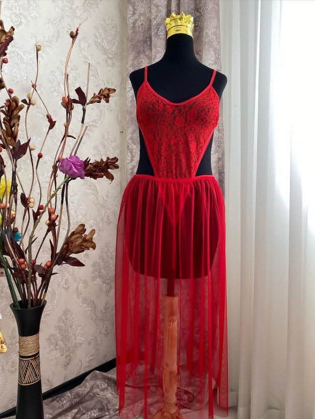 لباس خواب قرمز توری