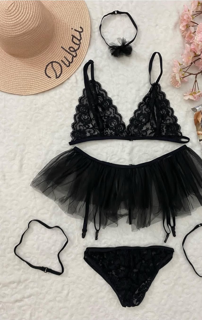 لباس خواب توری مشکی