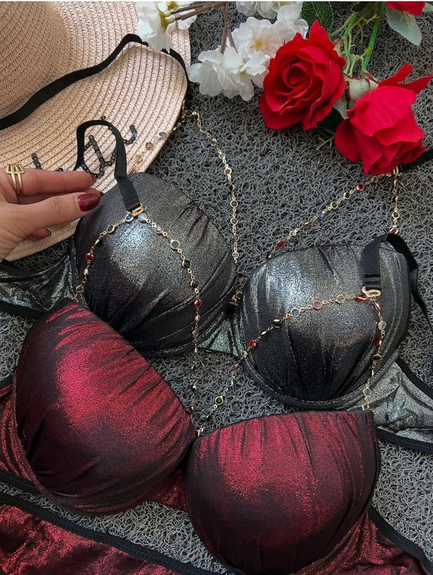 ست شورت و سوتین زنانه فانتزی گیپور هارنس دار