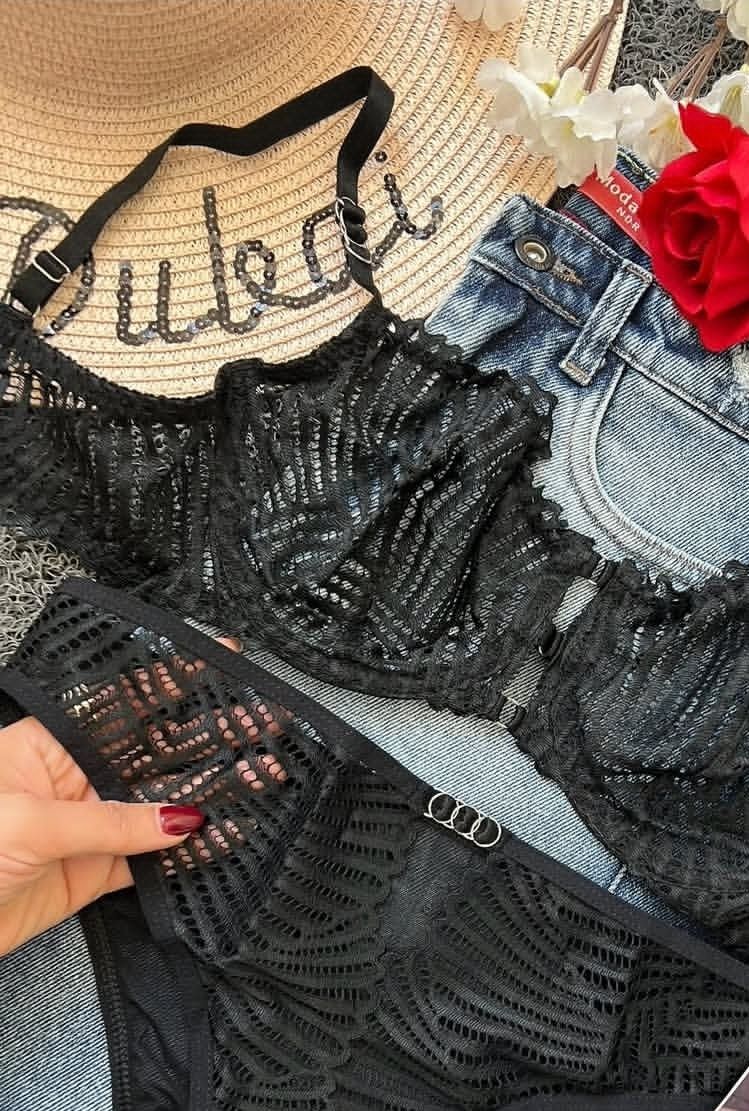 شورت و سوتین توری طوسی