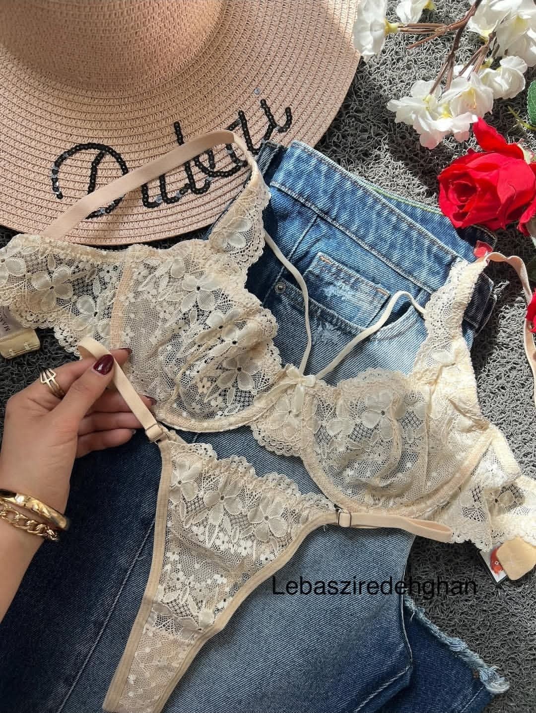 ست شورت و سوتین گیپور فنردار هارنس دار