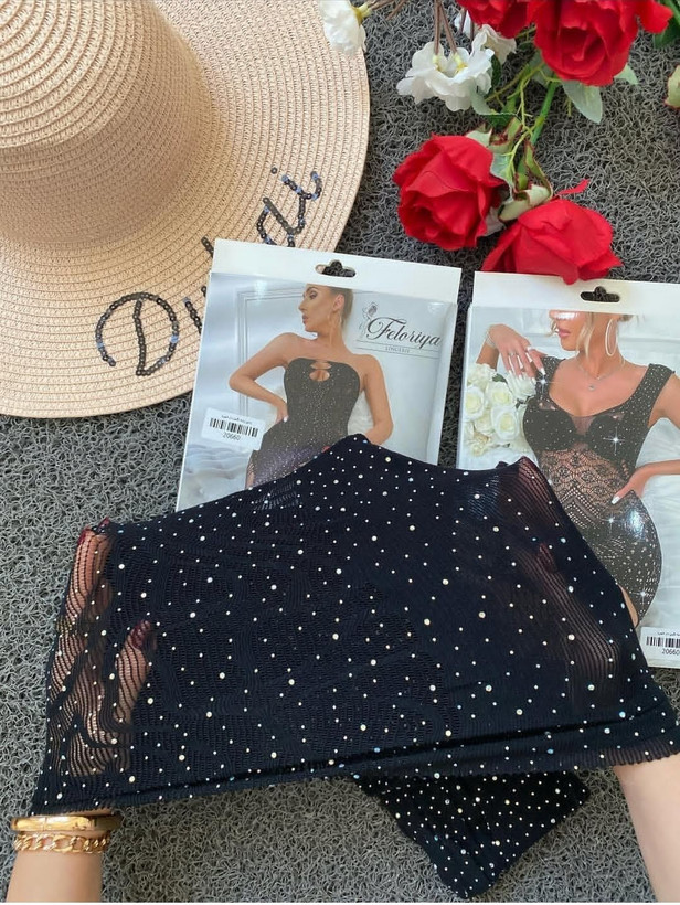 لباس خواب زنانه مدل نگین دار طرح زنبوری کد 81111