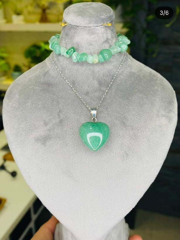 خرید گردنبند سنگ سلنایت تراش قلبی (کد32)