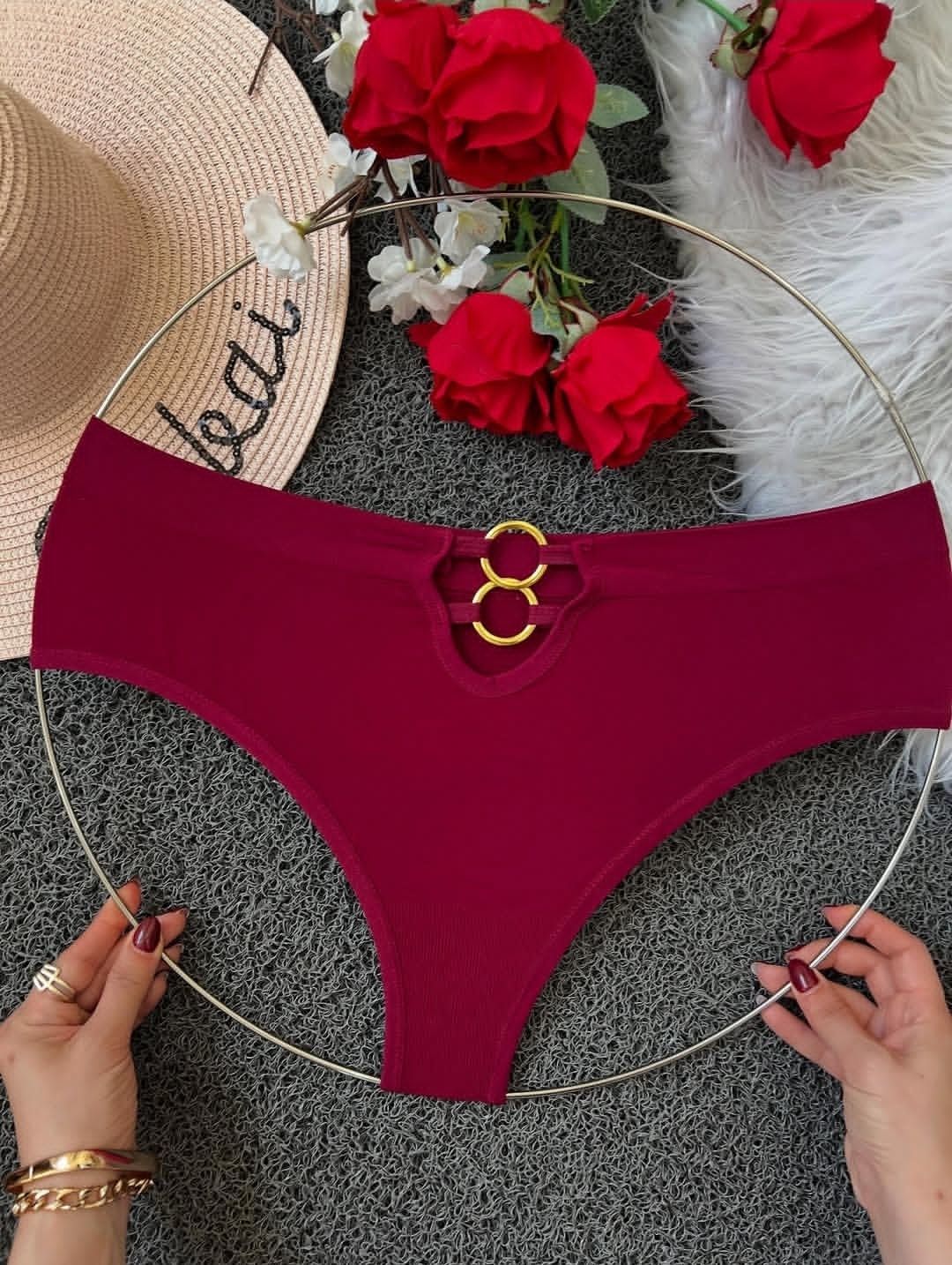 شورت زنانه فانتزی بکلس جلو حلقه دار پک 2 عددی