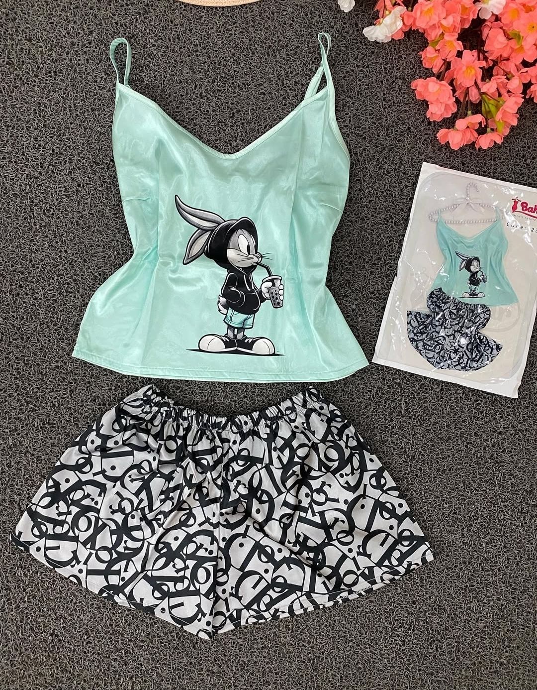 خرید عمده تاپ و شلوارک زنانه ساتن