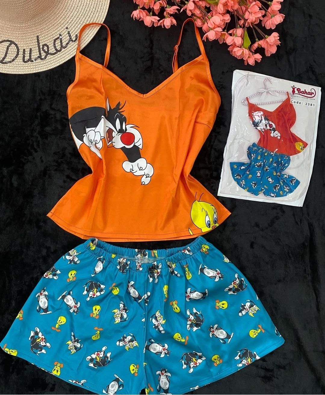 خرید عمده تاپ و شلوارک زنانه ساتن