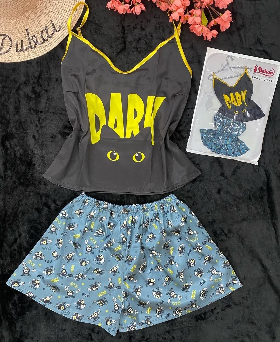 خرید عمده تاپ و شلوارک زنانه ساتن