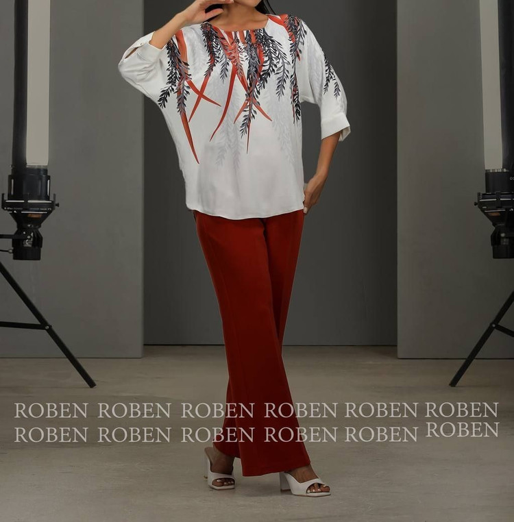 ست بلوز شلوار طرحدار با شلوار بگ