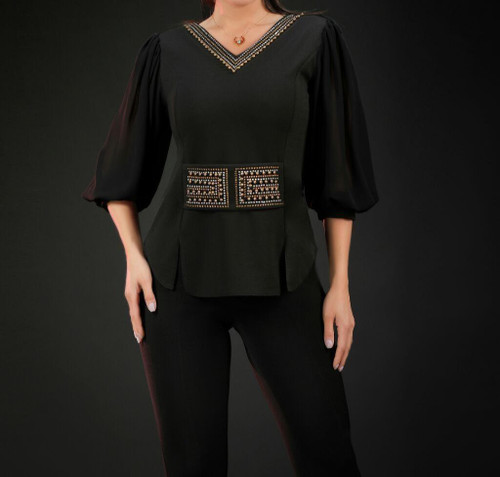 شومیز مشکی با خرجکارهندی