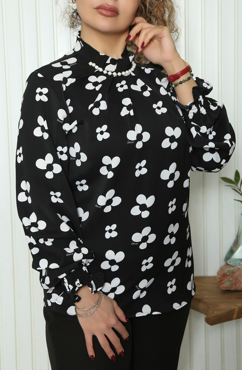 شومیز چین دار دخترانه با آستین بلند و مچ ... - ایمالز