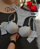 ست شورت و سوتین اسفنجی صدفی مجلسی +بند نامرئی