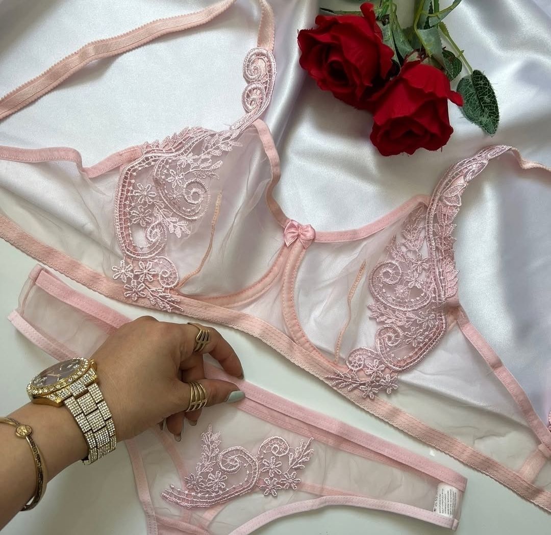 ست لباس زیر زنانه مکسوریا مدل توری بدن نما گل ...