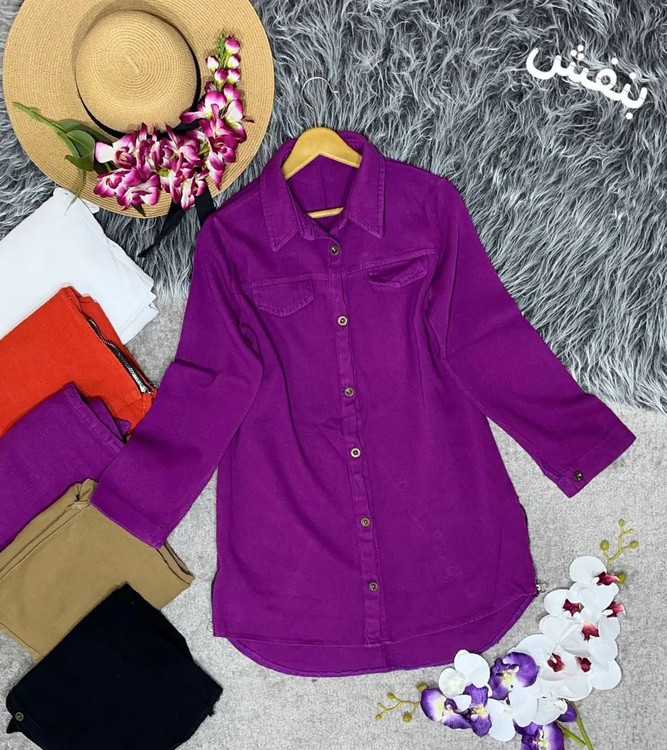 مانتو کتان پاییزه بنفش