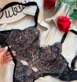 ست شورت و سوتین دانتل تور پلنگی زیر فنردار