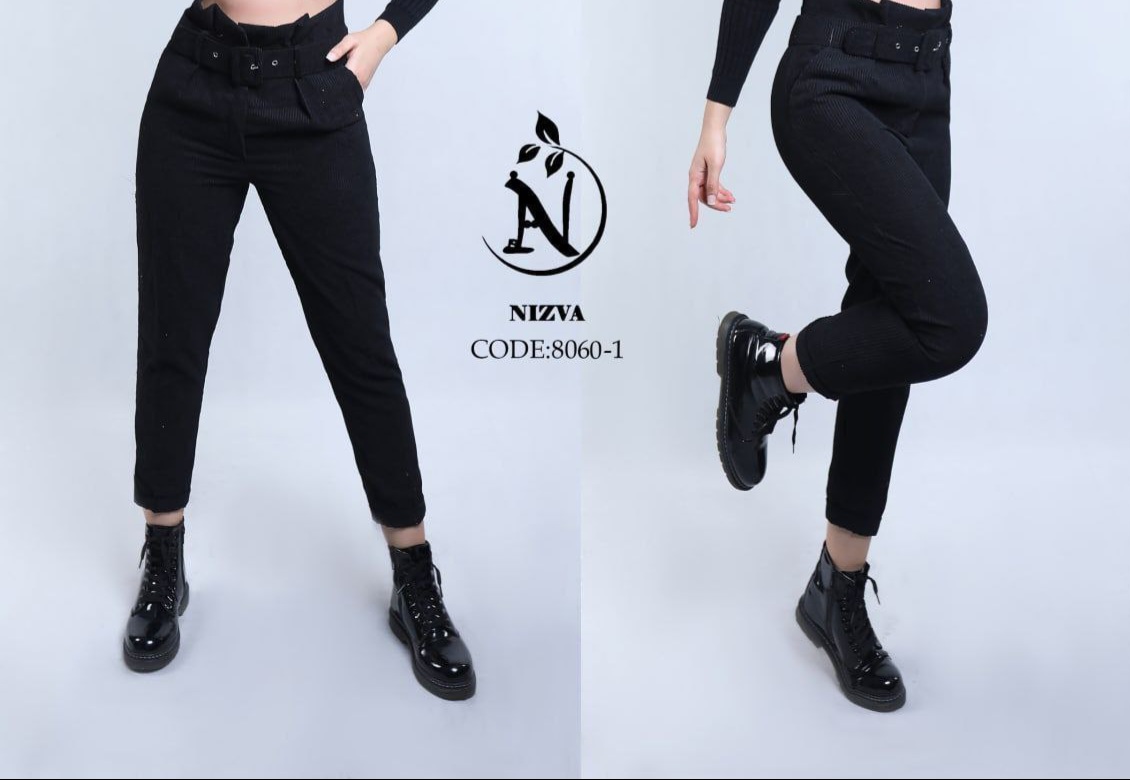 شلوار کتان کش پاکتی کمر چیندار جلوپیله