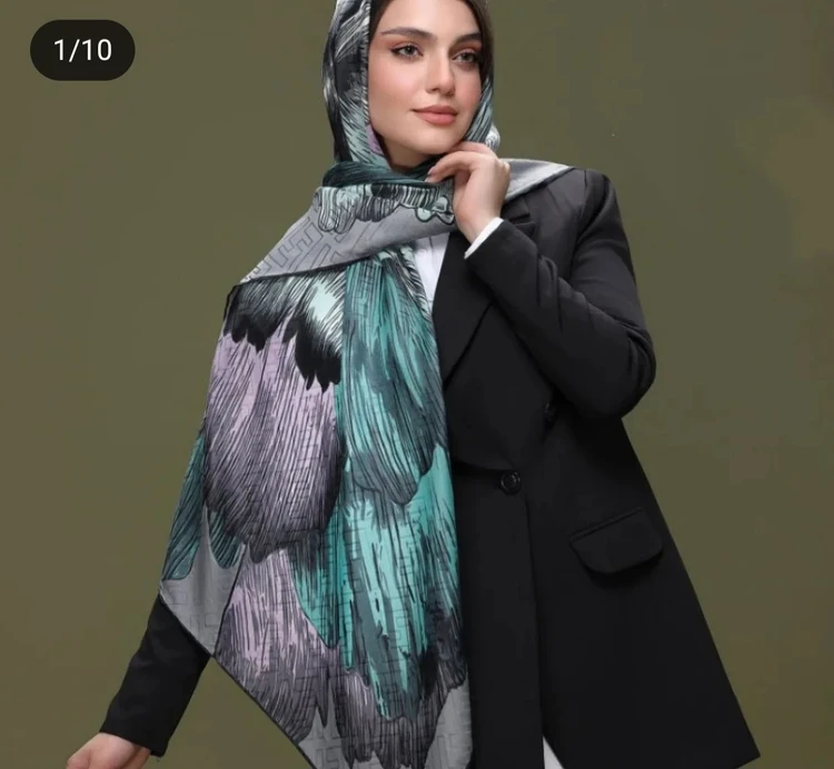 روسری زنانه مدل طرح دار حریر