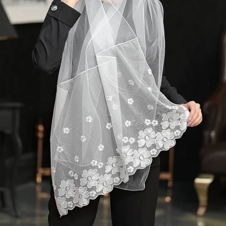 شال توری دستک کارشده وارداتی 4233