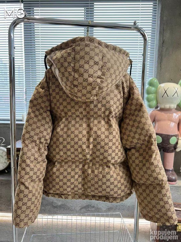 کاپشن قواره دار دخترانه (طرح گوچی) همراه با کلاه خزدار✅ ...