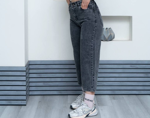 شلوار جین واید بگ ذغالی