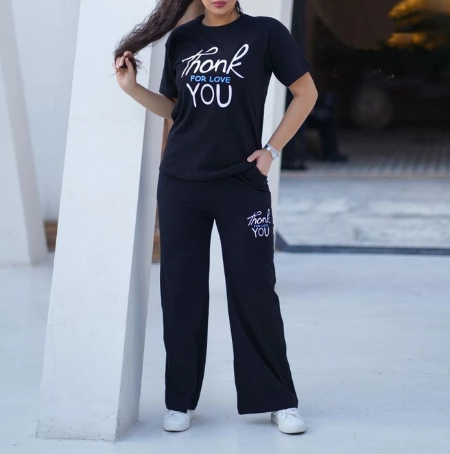 ست تیشرت و شلوار بگ سوپر پنبه LV (34619)