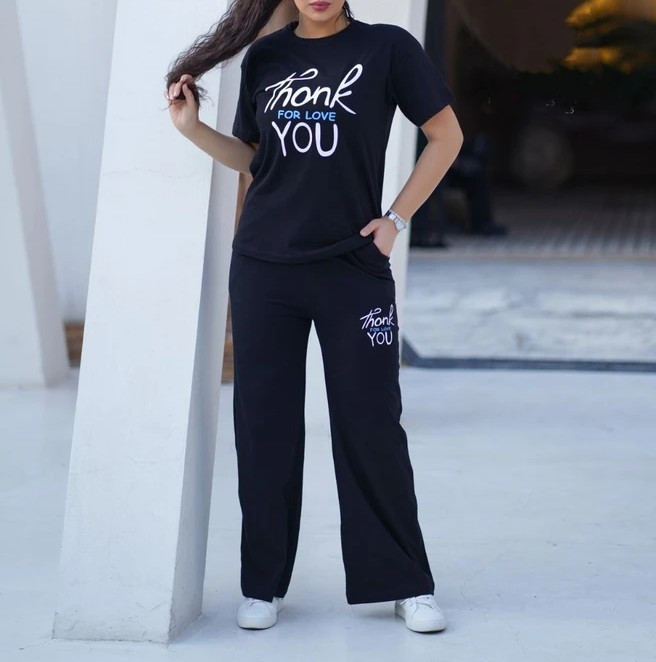 ست تیشرت و شلوار بگ سوپر پنبه LV (34619)