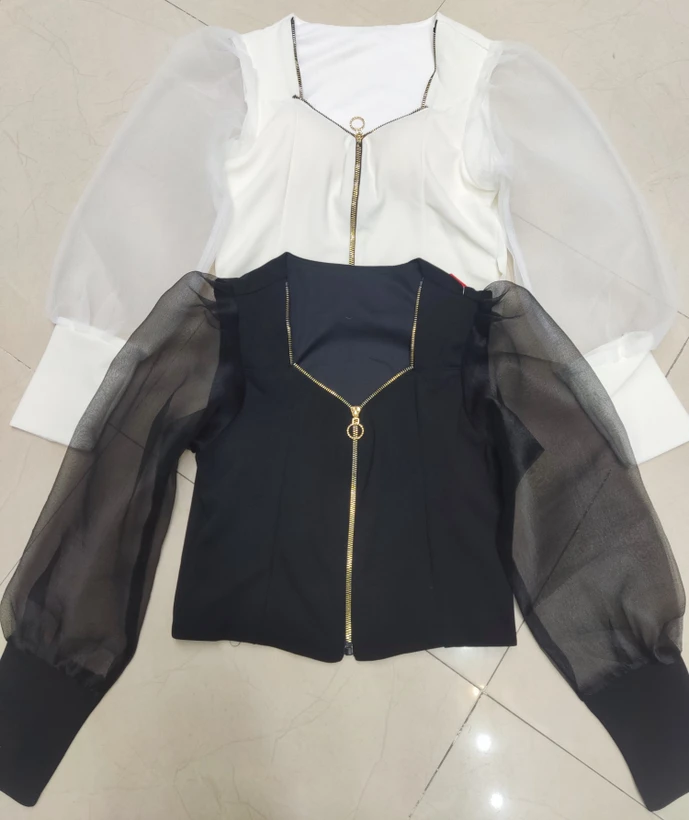 شومیز استین حریر دخترانه زیپدار